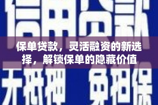 长葛保单贷款，灵活融资的新选择，解锁保单的隐藏价值
