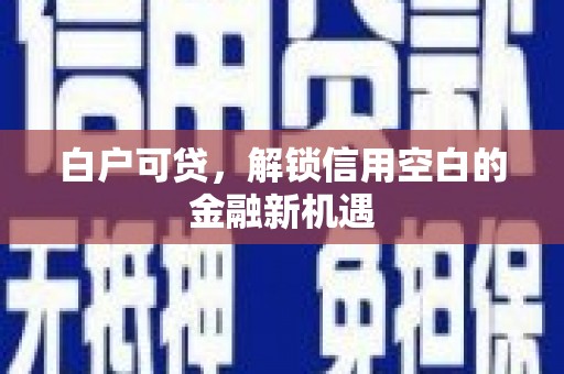 长葛白户可贷，解锁信用空白的金融新机遇
