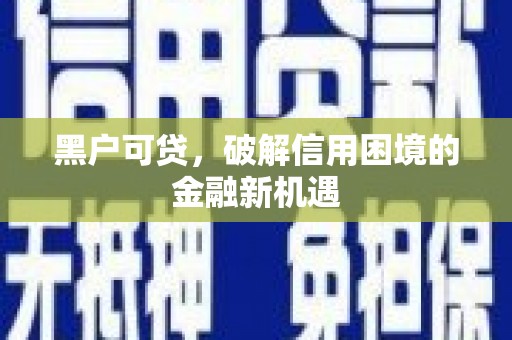长葛黑户可贷，破解信用困境的金融新机遇