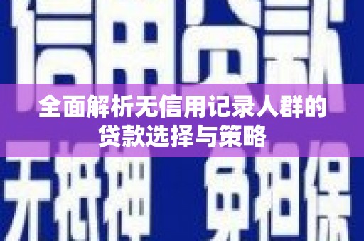 长葛全面解析无信用记录人群的贷款选择与策略